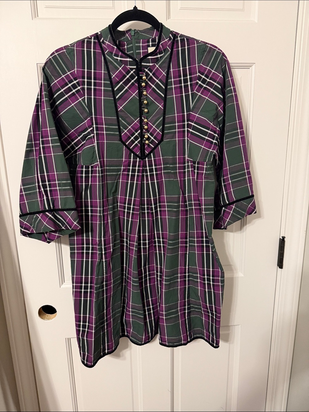 Tuckernuck Green and Purple Plaid Tunic Dress